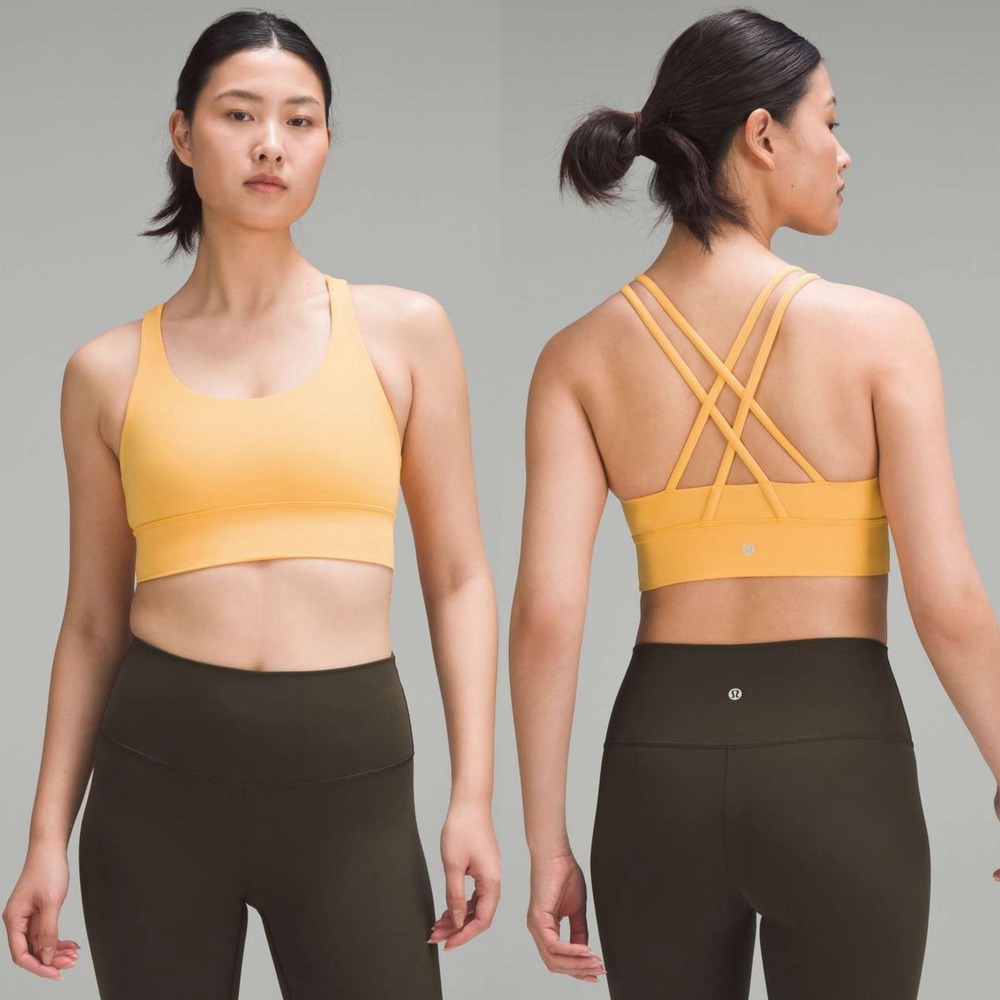 Lululemon Energy Longline Bra, Mango Dream (Medium Support, B/C) Sz 4